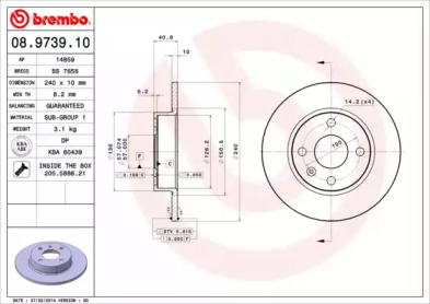 Тормозной диск A.B.S. 08.9739.10