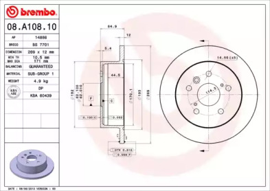 Тормозной диск A.B.S. 08.A108.10