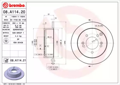 Тормозной диск A.B.S. 08.A114.21