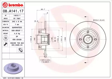 Тормозной диск A.B.S. 08.A141.17