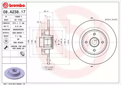 Тормозной диск A.B.S. 08.A238.17