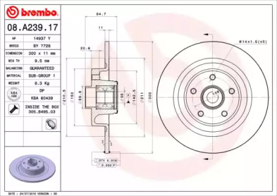 Тормозной диск A.B.S. 08.A239.17