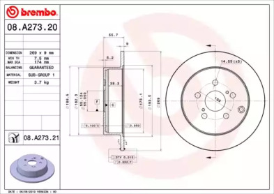 Тормозной диск A.B.S. 08.A273.21