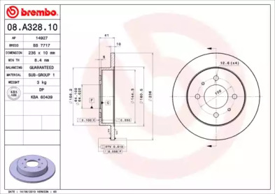 Тормозной диск A.B.S. 08.A328.10