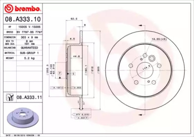 Тормозной диск A.B.S. 08.A333.10