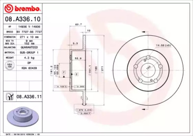 Тормозной диск A.B.S. 08.A336.11