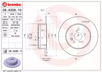 Тормозной диск A.B.S. 08.A338.10