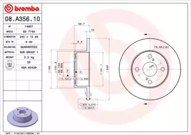 Тормозной диск A.B.S. 08.A356.10