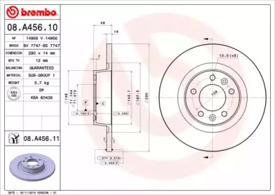 Тормозной диск A.B.S. 08.A456.10