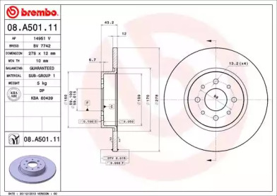 Тормозной диск A.B.S. 08.A501.11