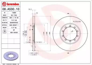 Тормозной диск A.B.S. 08.A530.10