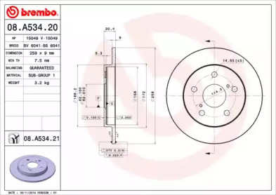 Тормозной диск A.B.S. 08.A534.20