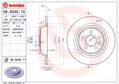 Тормозной диск A.B.S. 08.A540.10