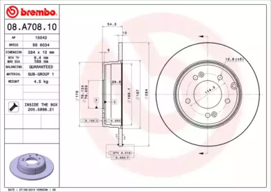 Тормозной диск A.B.S. 08.A708.10