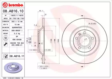 Тормозной диск A.B.S. 08.A816.11