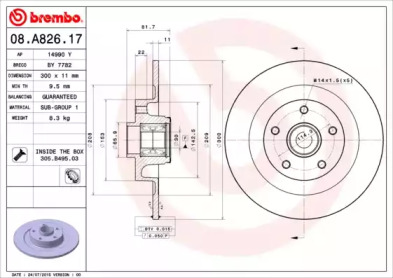 Тормозной диск A.B.S. 08.A826.17