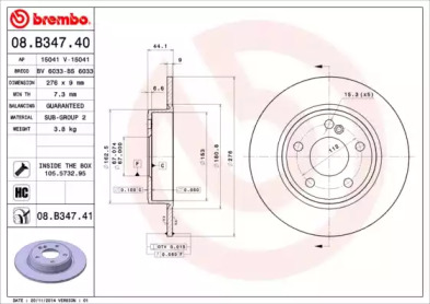 Тормозной диск A.B.S. 08.B347.40