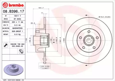 Тормозной диск A.B.S. 08.B396.17