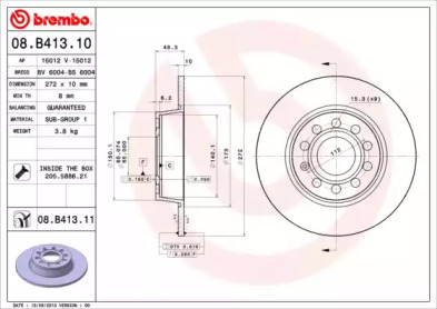 Тормозной диск A.B.S. 08.B413.11