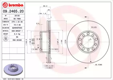 Тормозной диск A.B.S. 09.2465.20