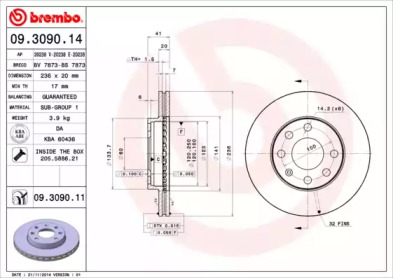 Тормозной диск A.B.S. 09.3090.14