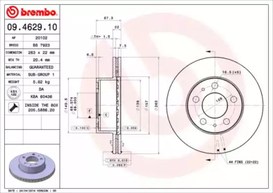 Тормозной диск A.B.S. 09.4629.10