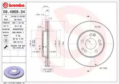 Тормозной диск A.B.S. 09.4869.34