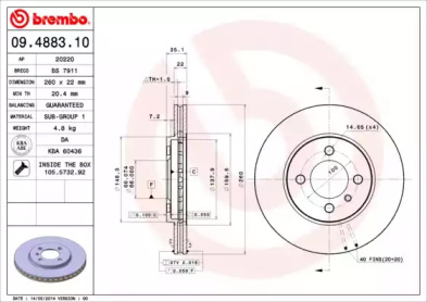 Тормозной диск A.B.S. 09.4883.10