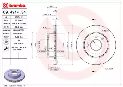 Тормозной диск A.B.S. 09.4914.34