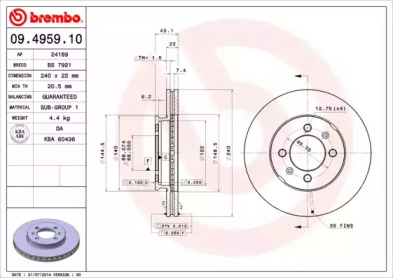 Тормозной диск A.B.S. 09.4959.10