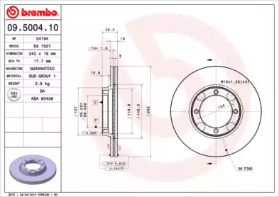 Тормозной диск A.B.S. 09.5004.10