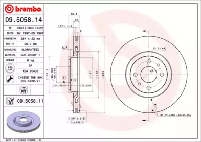 Тормозной диск A.B.S. 09.5058.14