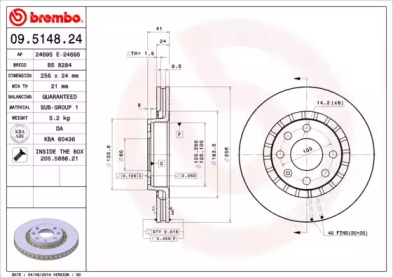 Тормозной диск A.B.S. 09.5148.24