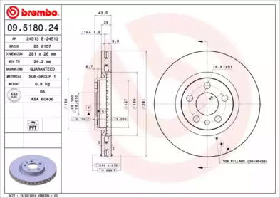 Тормозной диск A.B.S. 09.5180.24