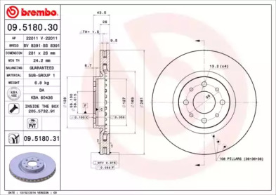 Тормозной диск A.B.S. 09.5180.31