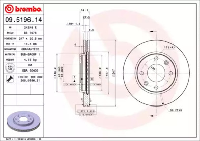 Тормозной диск A.B.S. 09.5196.14