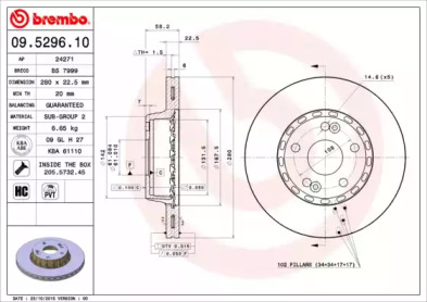 Тормозной диск A.B.S. 09.5296.10