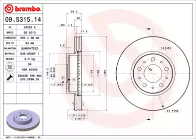 Тормозной диск A.B.S. 09.5315.14