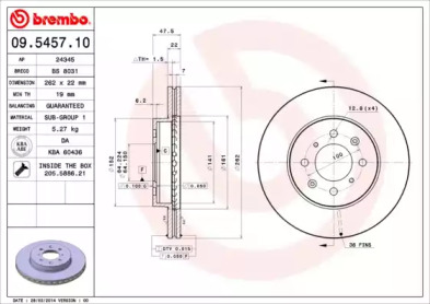 Тормозной диск A.B.S. 09.5457.10