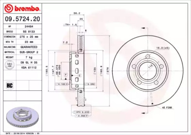 Тормозной диск A.B.S. 09.5724.20