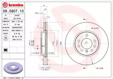 Тормозной диск A.B.S. 09.5807.10