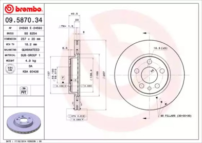 Тормозной диск A.B.S. 09.5870.34