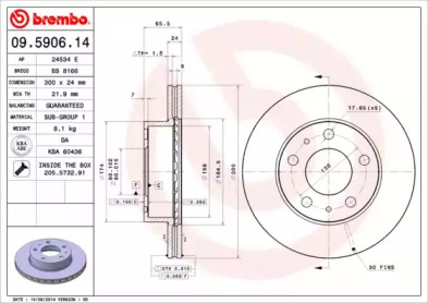 Тормозной диск A.B.S. 09.5906.14