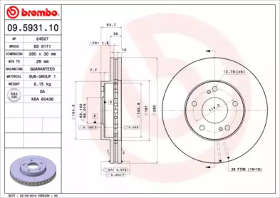 Тормозной диск A.B.S. 09.5931.10