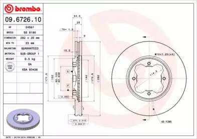 Тормозной диск A.B.S. 09.6726.10