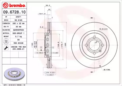 Тормозной диск A.B.S. 09.6728.10