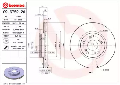 Тормозной диск A.B.S. 09.6752.20