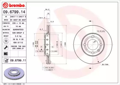 Тормозной диск A.B.S. 09.6799.14