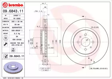 Тормозной диск A.B.S. 09.6843.11