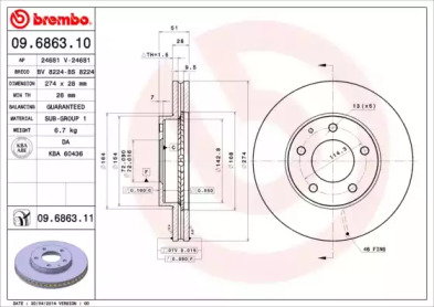 Тормозной диск A.B.S. 09.6863.10